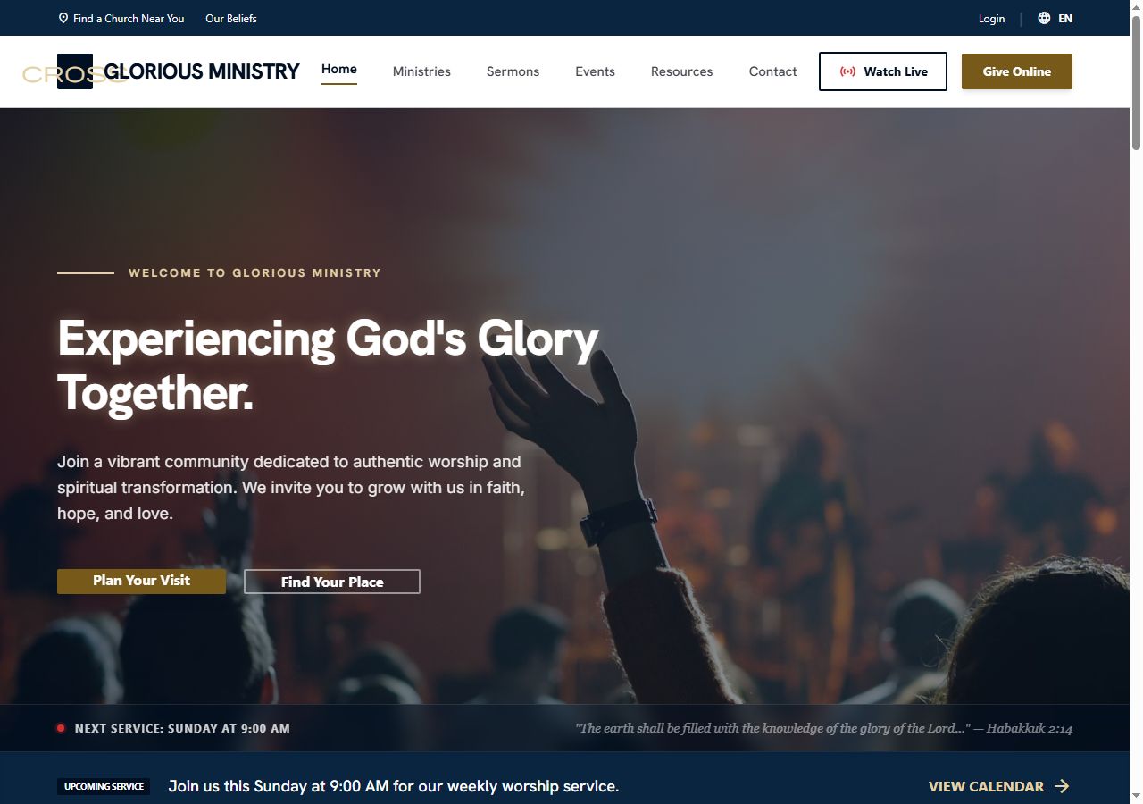 Glorious Ministry — live site preview
